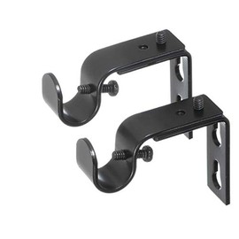Ivilon Short Projection Brackets for Curtain Rods - for 1/2 or 5/8 Inch Rods. Set of 2 - Black