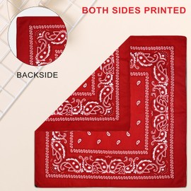 Fjquamitix 5-Piece Bandana Set, Bandanas for Women & Men - Cashew Flower, Solid Paisley Print Headband Polyester Quick-Dry Bandana Headband, Scarf, Face Covering (Paisley, Red*5)