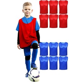 ATHLOVA Scrimmage Vests Child/Kids Practice Jerseys (Kids, 6 Red + 6 Blue)
