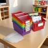 6 Pack Picture Book Organizer Bins with Dividers, Large Plastic