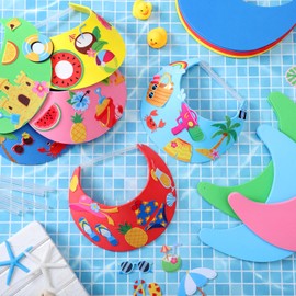 Toulite 36 Sets DIY Felt Sun Visor Hats Craft Kits Bulk, Summer Beach Party Supplies with Rhinestone Stickers for Outdoor Sports Party Activities Camping Trips Carnival Prize(Vivid Fun)