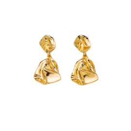 Gold Lrregular Geometric Earrings for Women 14k Gold Statement Dangle Earrings Hypoallergenic Big Gold Earrings Lightweight Hammered Drop Earrings Jewelry Gift for Women (StyleA)