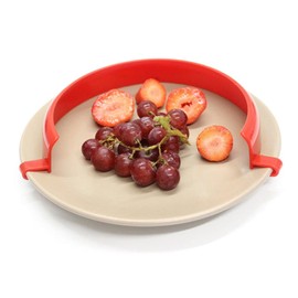 Ravencourt Living Plate Surround – Perfect for People with Tremors, Elderly, Parkinsons Patients, Prevents Food Spillage, One-Handed Use, Easy Clip On Design, Dishwasher Safe (Red)