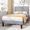 VECELO Twin Size Platform Bed Frame with Adjustable Upholstered Headboard,