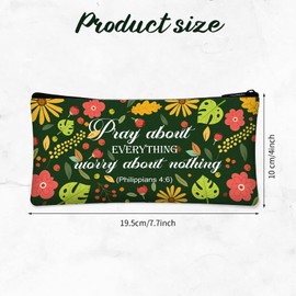 Bible Verse Pencil Pouch Faith Journals for Women, Rustic Floral Patterned Inspirational Quote Bible Pencil Case Bible Study Supplies Makeup Bags for Women, School Office, 6 Pieces(,7.7 x 4 Inch)