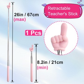 Pndeyo Retractable Teacher Pointers, Extendable Hand-Shaped Reading Pointer Stick, Stainless Steel School Supplies for Teacher Students Speeches- Pink