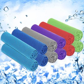 Hosuly 12 Pieces Cooling Towels for Hot Weather Soft Breathable Cold Towel Yoga Towels for Sweat, Sports, Workout, Fitness, Gym, Running, Travel Camping, 12 x 40 Inch (Assorted Colors)