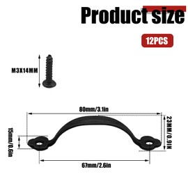 Auvotuis 12Pcs Black Barn Door Handles, Zinc Alloy Gate Pull Sliding Door Handles for Cabinet, Drawer and Closet(2.64 Inch Hole to Hole, 3.15 Inch Total Length)