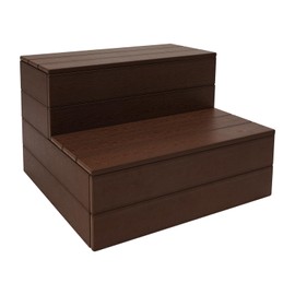 2-Step Hot Tub Stairs, 25 Inch Wood Bathtub Steps, Modern Floorstanding Spa Steps for Porch/Deck,Universal Fit All Spa Sizes, 500lbs Load Capacity (Coffee Brown)