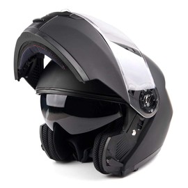 Typhoon TH158 Adult Modular Motorcycle Helmet DOT Dual Visor Full Face Flip-up - Matte Black Small