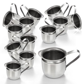 Fit Meal Prep [12 Pack] 3 oz Creamer Pitcher - Stainless Steel Bell Creamers, Mini Cup Container for Serving Milk, Coffee Cream, Salad Dressing, Maple Syrup, Espresso Machine for Restaurant, Cafes