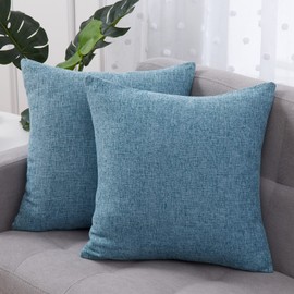 LinTimes Linen Look Home Decorative Cushion Cover Linen Cushion Cover Sofa Cushion for Sofa Bedroom with Zips 45 x 45 cm Green Pack of 2