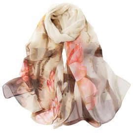 FAIRYGATE Musselin Schal Stola für Abendkleid Seiden Tuch Damen Eleganter Sommer Schal für Frauen Hochwertiges Seidentuch Seidenschal Halstuch und Chiffon Stola Dezent Stilvolles Muster A4115