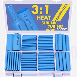 haisstronica 360PCS Heat Shrink Tubing,3:1 Ratio Adhesive Lined Marine Heat Shrink Tube Kit 8 Sizes(3/32"-5/8") Blue