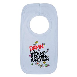 Kickass Tees Damn Lag Took Me 9 Months To Respawn 1 Baby Bib One Size Blue Funny Video Gamer Baby Boy Gift