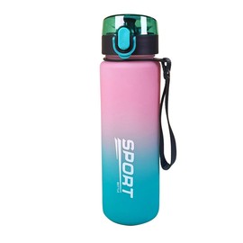 Xingdianfu Sports Water Bottle, 560 ml, Leak-Proof, Fitness Water Cup, Outdoor Water Bottle, Sippy Cup, Water Glasses for Girls, Boys, School, Gym (Pink Green)