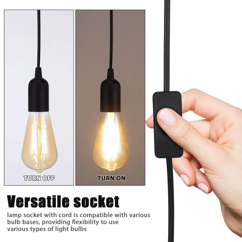 Hanging Pendant Light Cord -16Ft Light Bulb Socket with Cord