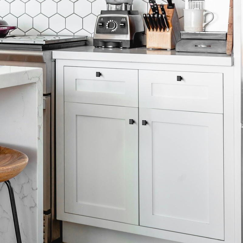 Ravinte 25 Pack 1-3/16 Inch Matte Black Kitchen Square Cabinet