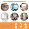 Plstod Silver Curtain Rings with Clips, 40 Pieces Curtain Rings