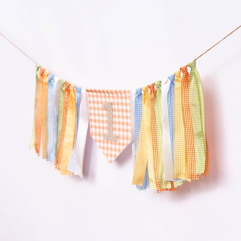 Upfirst Colorful Gingham Ribbon 1st High Chair Banner
