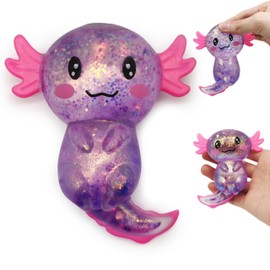 ZTATU Axolotl Toy Stress Balls for Adults (1PCS) Squishy Fidget Toys Sugar Ball, Squishy Balls for Kids Stress Relief Toy, Animals Toys Party Favors Stress Ball Easter Basket Stuffers (Purple)
