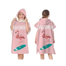 Proumhang Children's Surf Poncho Bath Poncho Microfibre Bathrobe Beach Towel Terry Cloth Changing Coat Water Sports Poncho Girls Boys 60 cm x 75 cm