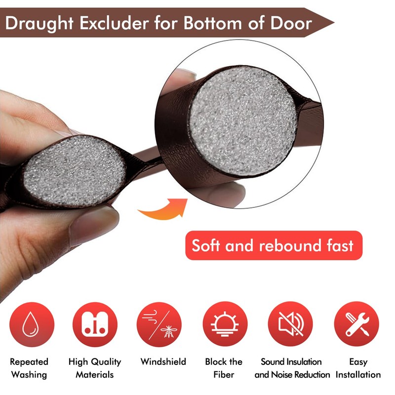 2 x 96 cm brown draught excluder for doors, draught