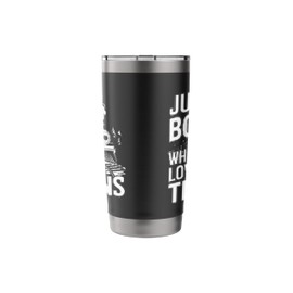 Just a Boy Who Loves Trains Funny Retro Steam Engine Stainless Steel Insulated Tumbler