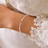 Irikdescia 14K Silver-Plated Pearl Bracelet, Women's Silver Bracelet with Heart