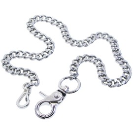 Pocket Watch Chain Albert Chain Silver Color Heavy Metal 7 MM Thick Cuban Curb Link Chain with Swivel Lobster Clasp FC71