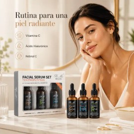 Suero Facial Vitamina C, Retinol, Ácido Hialurónico Set 3pz  Vitamin C, Retinol, Hyaluronic Acid Face Serum Kit                                       