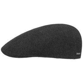 Stetson Reid Wool Flat Cap with Cashmere Men - Made in the EU - With Wool - With Cashmere Fibres - Cotton Lining - Peak Length 5 cm - Gatsby Convertible Cap - Autumn/Winter, charcoal, S