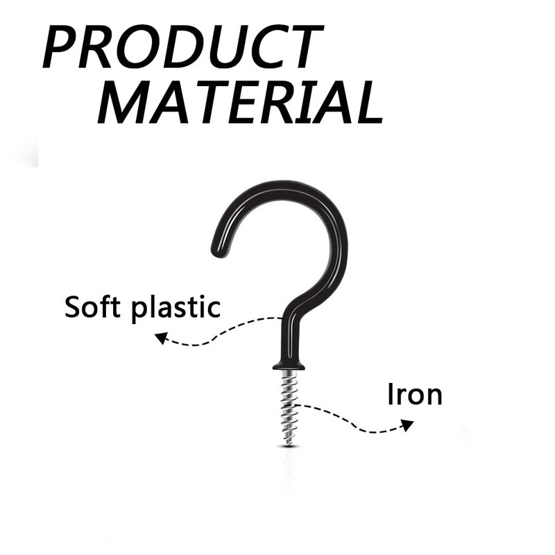 xiaozhenjida 30 Pcs Black Vinyl Coated Hook Hooks Question Mark