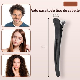 Triko Set de 6 Pinzas para el Cabello de Pico de Pato, Clips de Acero Inoxidable con Banda de Silicona, Broches para Cabello Antideslizantes y Sin Daño, Pasadores Para Corte y Peinados Profesionales