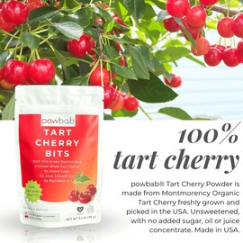 powbab Tart Cherry Bits - 100% USA Grown Organic Montmorency Tart Cherry Powder. No Juice Concentrate. No Fillers. No Sugar Added, Ground Up Fruit, Unsulfured and No Sulfites. Non-GMO (3.4 oz)
