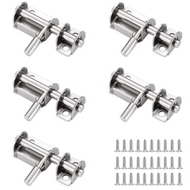 Dtoterul Lock Latch, Pack of 5, Gate Latch, Stainless Steel Latch, Mini Lock, Sliding Latch, Door Bolt for Bathroom, Shed, Bedroom, 65 x 26 mm