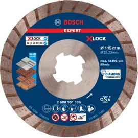 Bosch 1 x Expert MultiMaterial X-LOCK Turbo Diamond Cutting Discs (for Concrete, Brick, Diameter 115 mm, Professional Accessories, Small Angle Grinder)