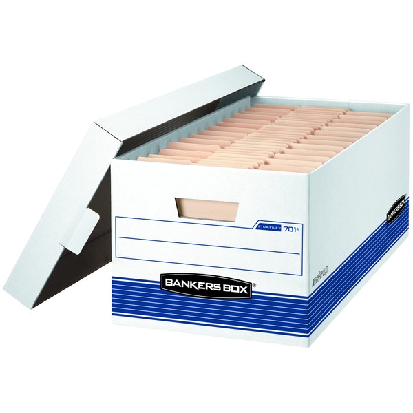 Bankers Box STOR/FILE File Storage Box, White, Blue, 20-Pack