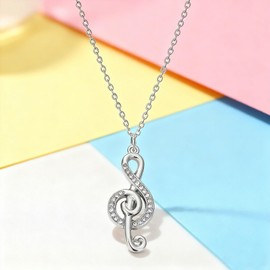 WCRAZYE Music Note Jewelry Sets for Women Minimalist Musical Symbols Note Earrings Necklace Concert Party Rock and Roll Accessories (Silver)