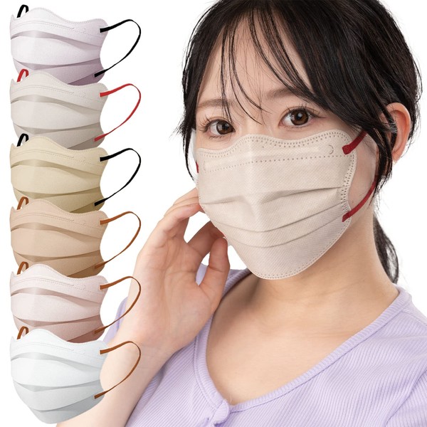 YIWAROSE Non-Woven Mask, Sculpted Mask, Cloth Mask, Small Face, 4D Mask, Disposable, Non-Woven Fabric, Beautiful Face, Face Slimming, Complexion Mask, Color, Beak Slimming, Cheek Mask, Won't Hurt Your Ears, New Bi-Color Mask, Hay Fever, New Shape Mask, L