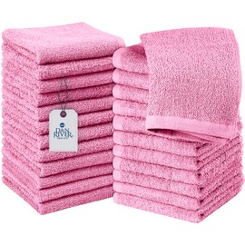 DAN RIVER 100% Cotton Washcloths 24 Pack |Washcloths for Face Soft| Cotton Washcloths Bulk| Essential Wash Cloths for Bathroom| Face Towels Pink| Washcloths 12x12 in| 400 GSM |Face Towel Pack of 24