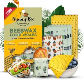 Trifecta Living Co. Versatile Beeswax Wraps (Set of 7) – Fresh Food Keeper, Durable & Easily Cleaned, A Sustainable Step Towards a Zero-Waste Kitchen, Variety Pack with Unique Designs (67-2ZTH-4FSK)