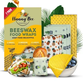 Trifecta Living Co. Versatile Beeswax Wraps (Set of 7) – Fresh Food Keeper, Durable & Easily Cleaned, A Sustainable Step Towards a Zero-Waste Kitchen, Variety Pack with Unique Designs (67-2ZTH-4FSK)
