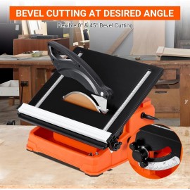 Wet Tile Saw Tile Cutter 7-inch Stainless Steel Blade 6500 RPM w/Water Reservoir