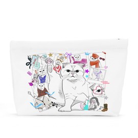 QIBAJIU Cat Gifts for Cat Lovers Cute Cat Makeup Bag Inspired Music Lover Gifts Fan Singer Merch Friendship Gifts for Women Cat Mom Cat Lady Coworkers Aunt Birthday Mothers Day Christmas Cosmetic Bag