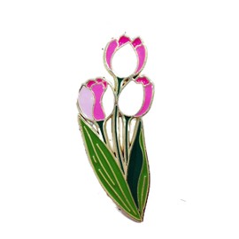 tulip White rosebush lily valley Iris Oleander sunflower enamel pins Plants and Flowers Metal Badge Flower brooch flower jewelry accessory (Tulip)