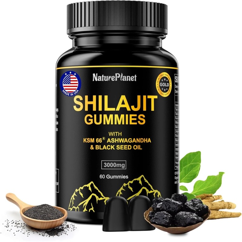 Nature Planet Pure Shilajit Gummies with Black Seed Oil -