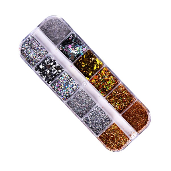 Baluue Quality Pet DIY Manicure Shining Pieces 12 Grids Mixed