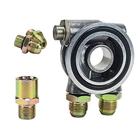 Oil Cooler Filter Plate,AN8 Oil Filter Adapter Aluminum Sandwich Oil Filter Cooling Adapter Plate Oil Temperature Cooler Part Adapter (AN8+3/4"-UNF-16)