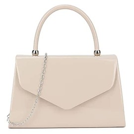 fi9® BNWT Retro Tote Patent Leather Bridal Wedding Evening Handbag Party Purse Clutch Shoulder Hand Bag (Pale Nude)